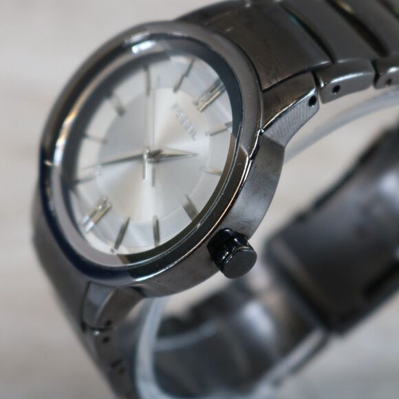 Fossil Black Stainless Steel Watch – Pre-Owned, Round, Gray Dial - Picture 5 of 10